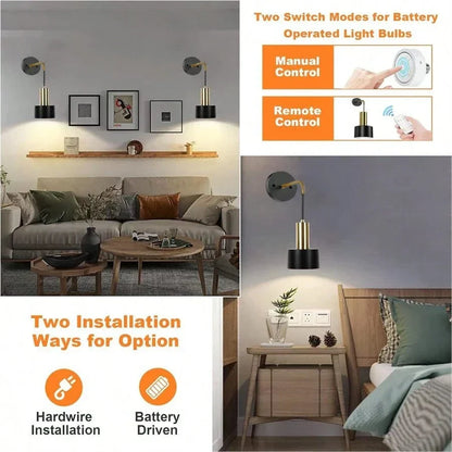 Skanto | Wire Lamp with Rechargeable Battery | Remote Control, Adjustable Brightness and Color Temperature for Bedrooms and Hallways