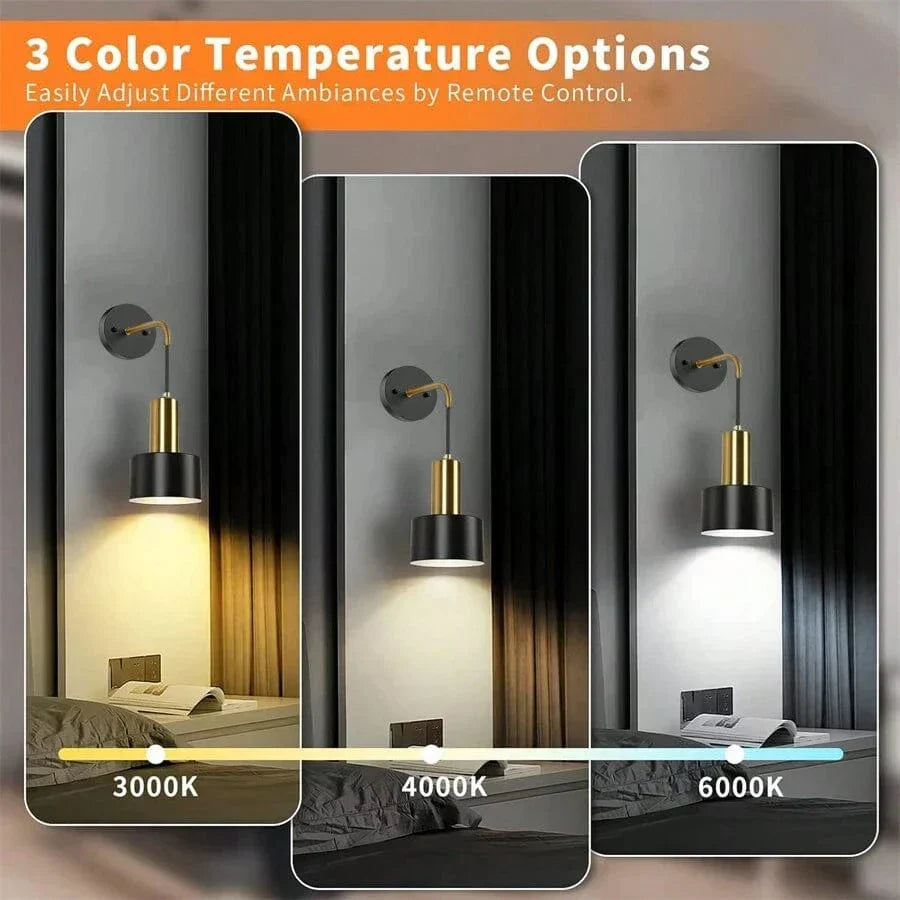Skanto | Wire Lamp with Rechargeable Battery | Remote Control, Adjustable Brightness and Color Temperature for Bedrooms and Hallways
