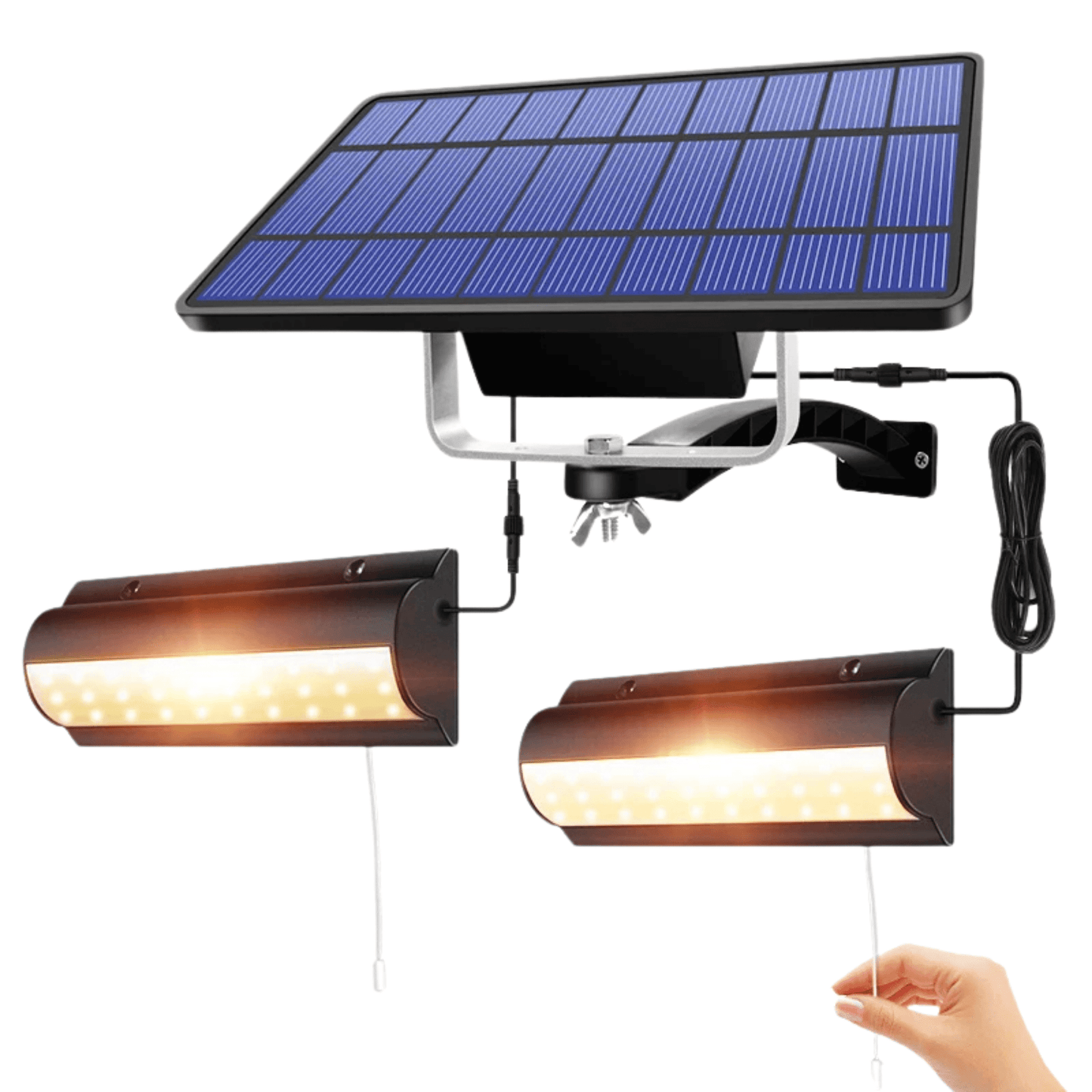 Skanto | Solar Pendant Outdoor Lighting | Double or Single Head, IP65 Waterproof & Solar Powered for Patios, Barns, and Indoor Use