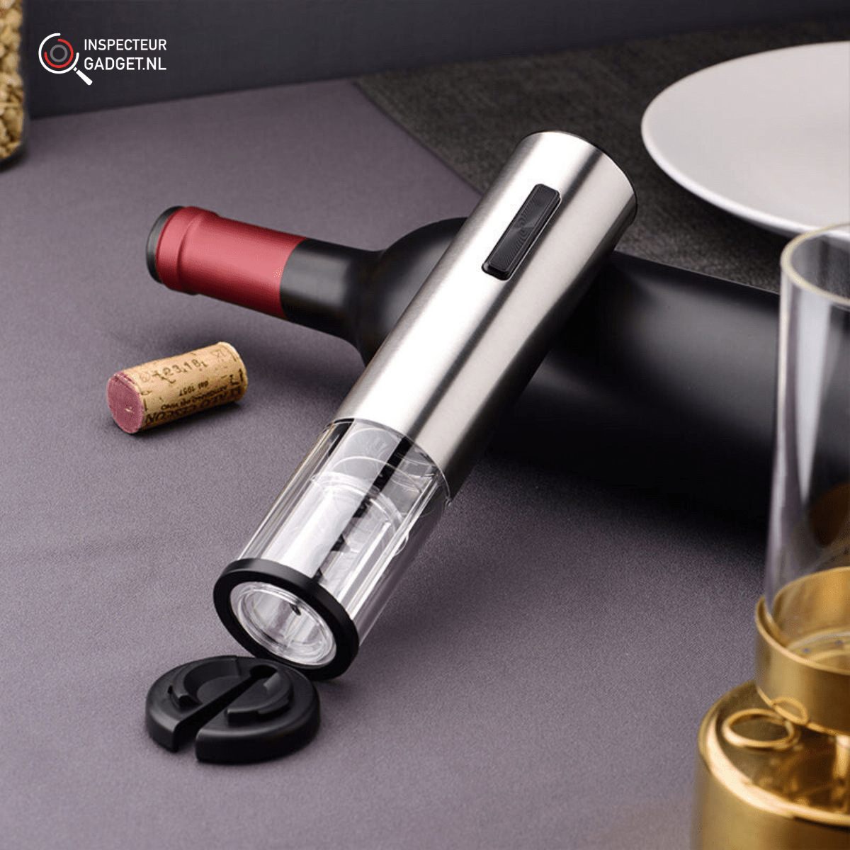 Skanto | Vinolux 4-in-1 Electric Wine Opener Set – Corkscrew, Foil Cutter, Aerator & Vacuum Stopper