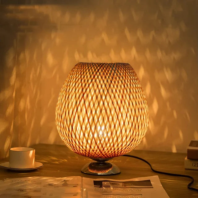 Skanto | Vintage Bamboo Table Lamp - TimberGlow