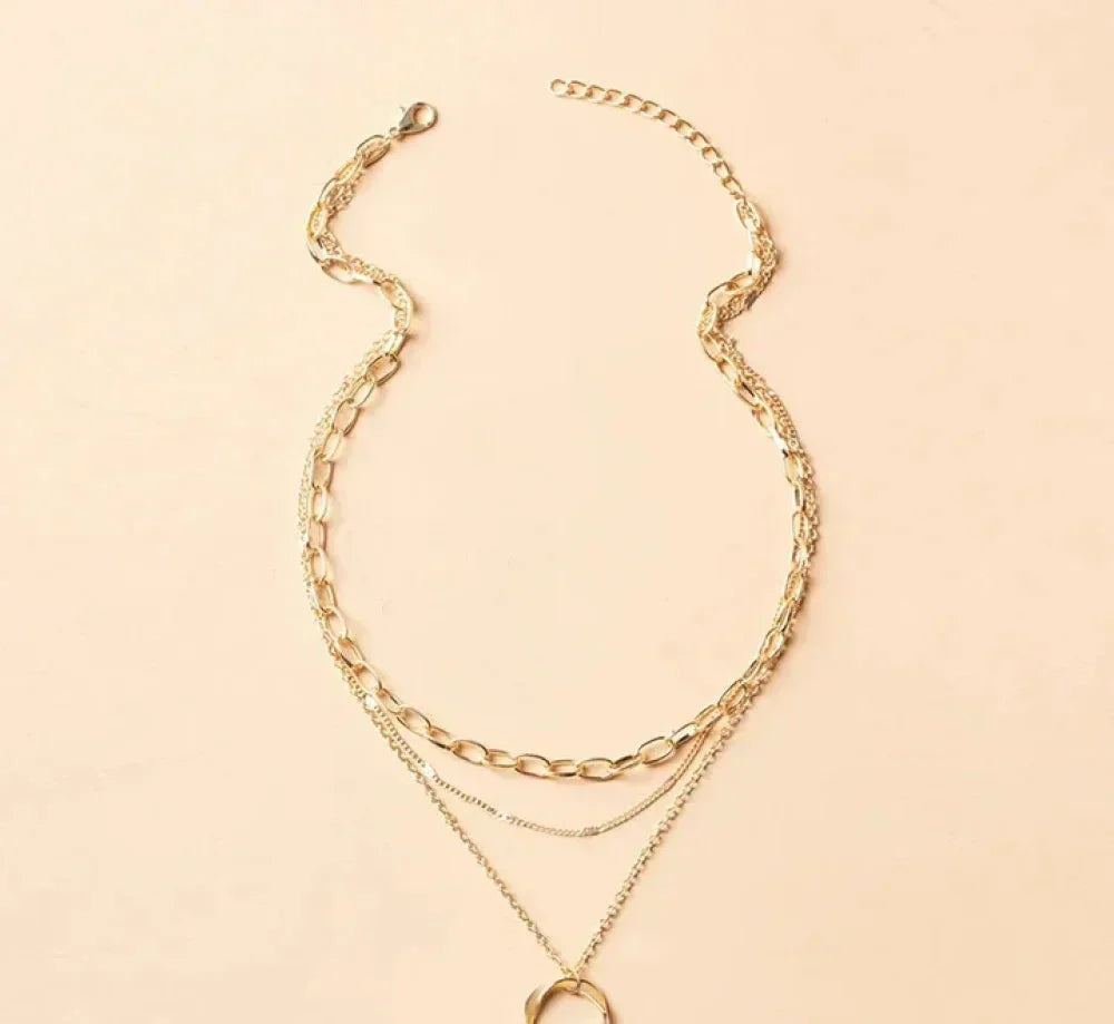 BowLift | Vintage gold multi-layer chain and pendant necklace