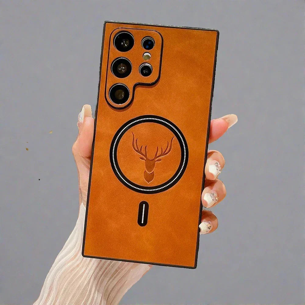 Brehn | Leather case for Samsung phone | Magnetic wireless charging case