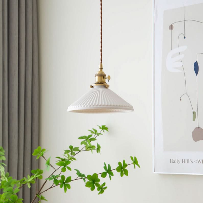 BowLift | Scandinavian White Ceramic Pendant Light