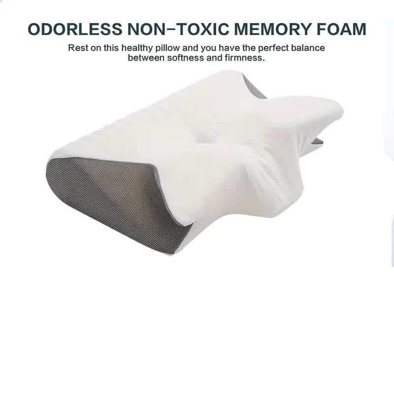 SleepEase Butterfly Memory Foam Pillow – Ergonomic Support for Side and Back Sleepers Bowlift