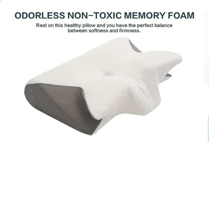 SleepEase Butterfly Memory Foam Pillow – Ergonomic Support for Side and Back Sleepers Bowlift