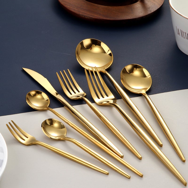 Skanto | RoyalGlimmer Gold Cutlery Set - Gold Cutlery Set for a Luxurious Table Setting