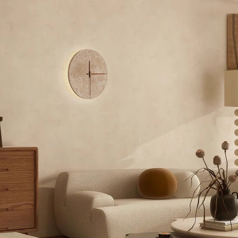 Bring your space to life with the Wabi-Sabi travertine wall clock.
