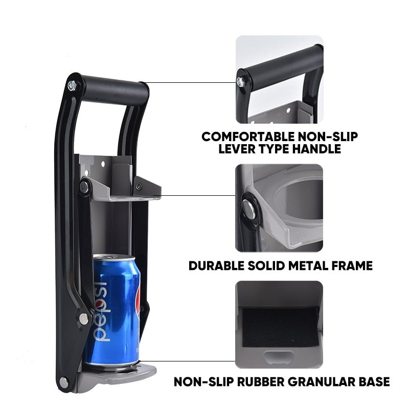 Wall-Mounted Metal Commercial Can Crusher with Bottle Opener | Bowlift
