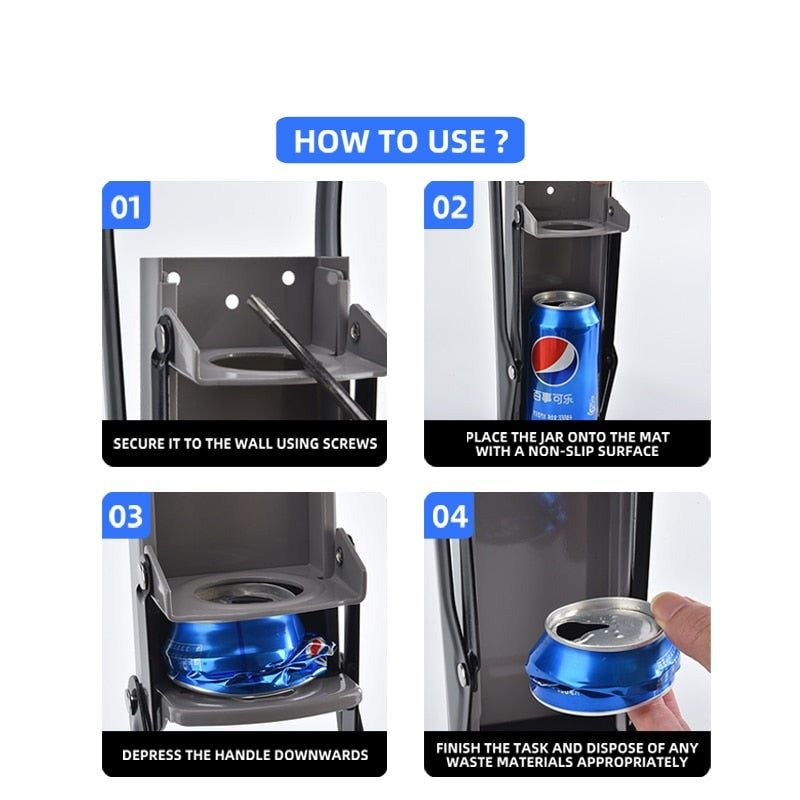 Wall-Mounted Metal Commercial Can Crusher with Bottle Opener | Bowlift