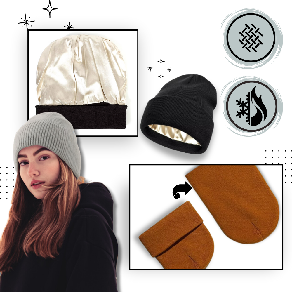 Warm Knit Hat with Satin Lining