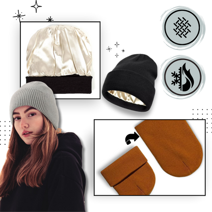Warm Knit Hat with Satin Lining