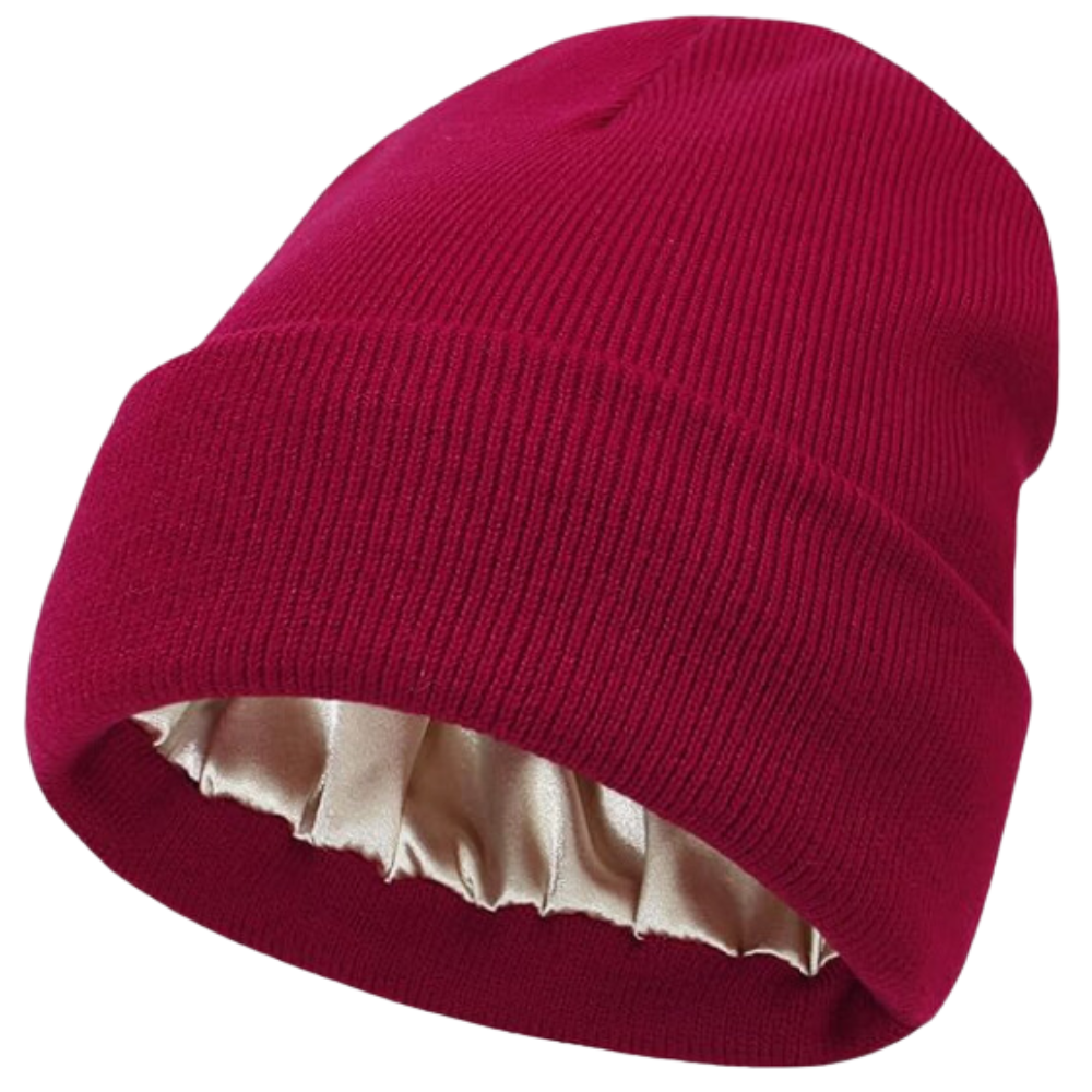 Warm Knit Hat with Satin Lining