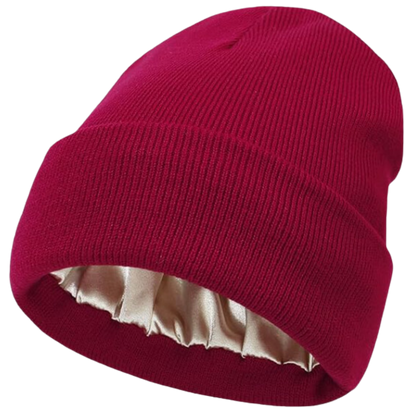 Warm Knit Hat with Satin Lining