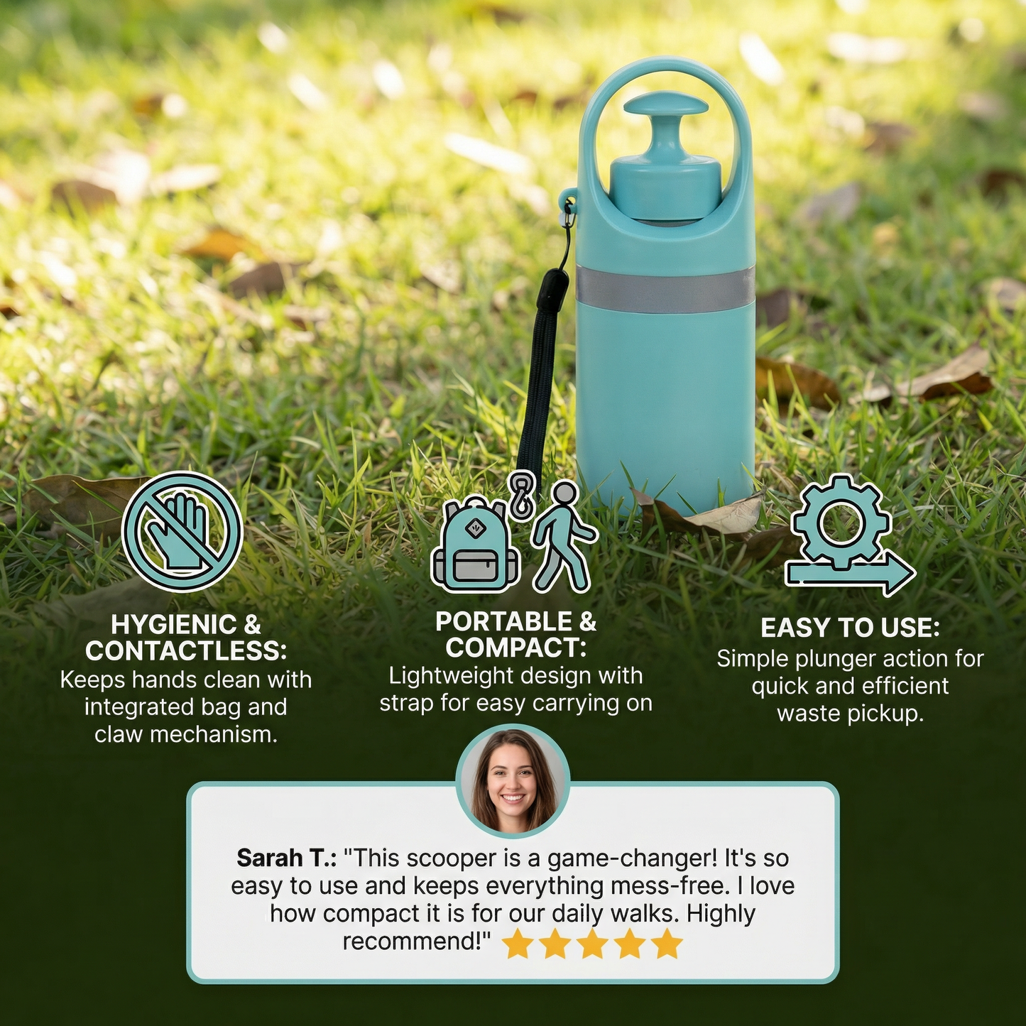 Dog Poop Scooper with Bags – Portable Outdoor Cleaning Set Bowlift
