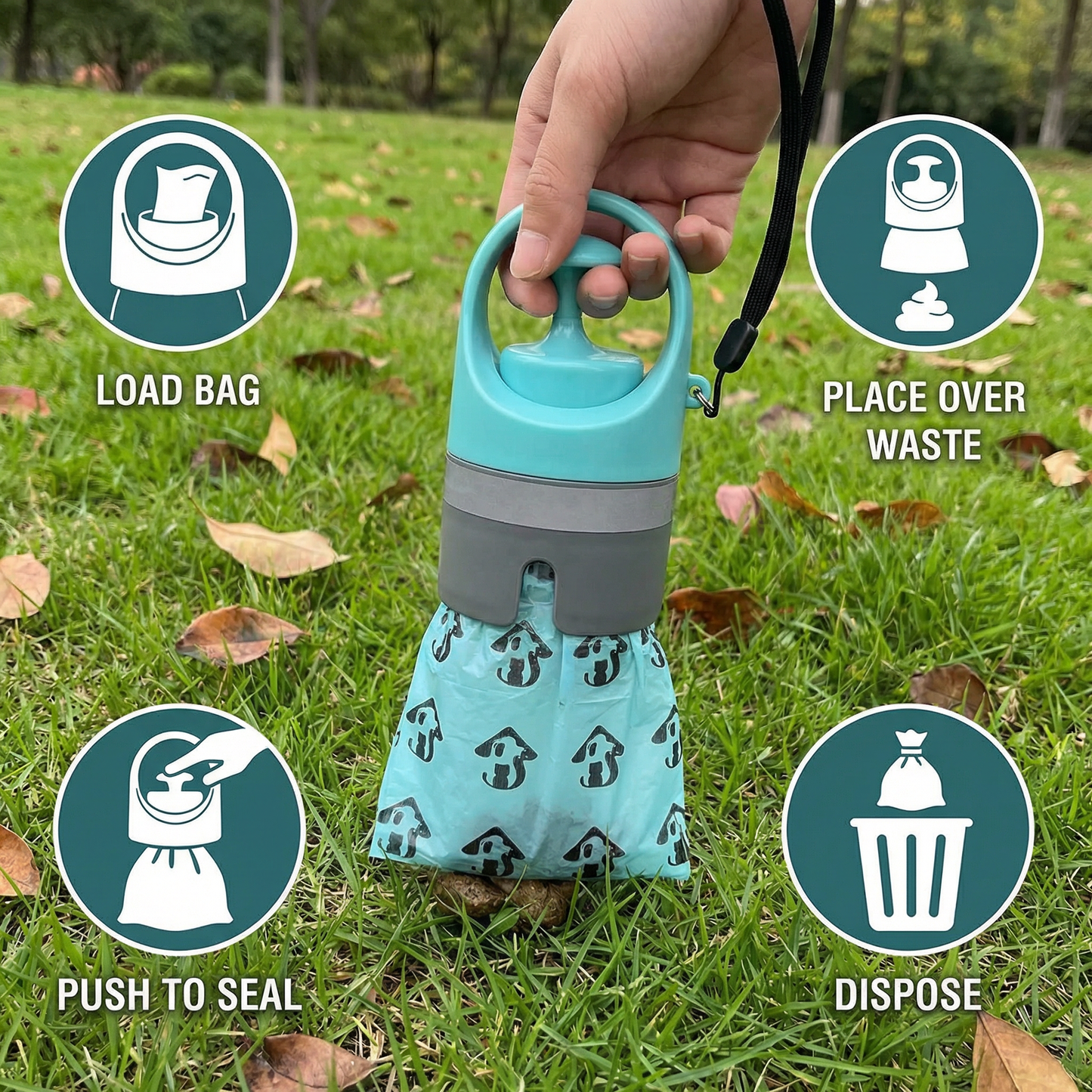 Dog Poop Scooper with Bags – Portable Outdoor Cleaning Set Bowlift