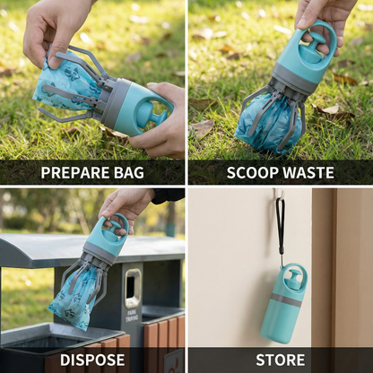 Dog Poop Scooper with Bags – Portable Outdoor Cleaning Set Bowlift