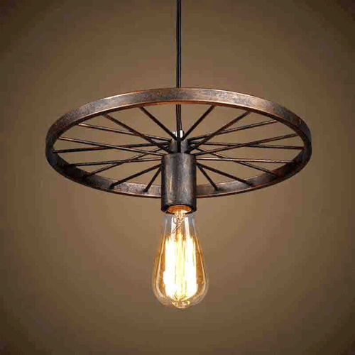 Skanto | Wheel Pendant Light | Vintage Industrial Style | Black