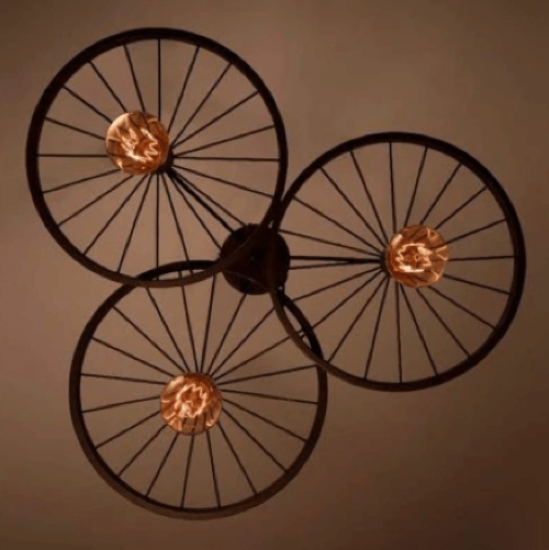 Skanto | Wheel Pendant Light | Vintage Industrial Style | Black
