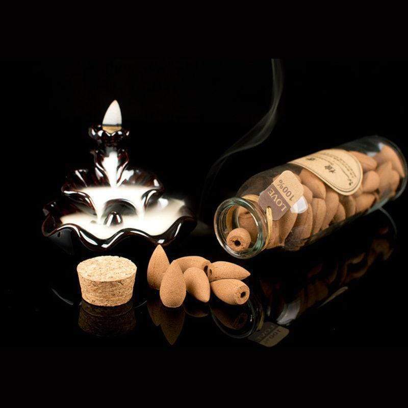 Skanto | Smoky Man Backflow Incense Cones Glass Bottle 60 Pieces