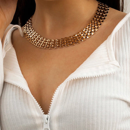 Brehn | Wide River Flat Chain Choker Necklace