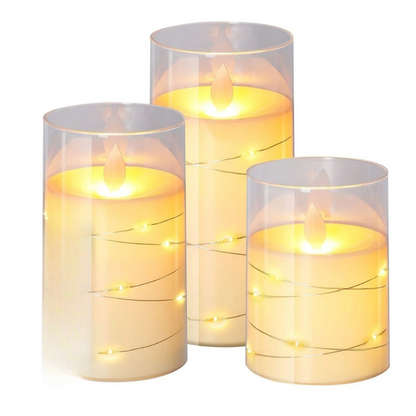 Skanto | LED Ambient Candle Lights | Realistic Flame Aura, Customizable Brightness & Timer Settings for Home Decor and Events