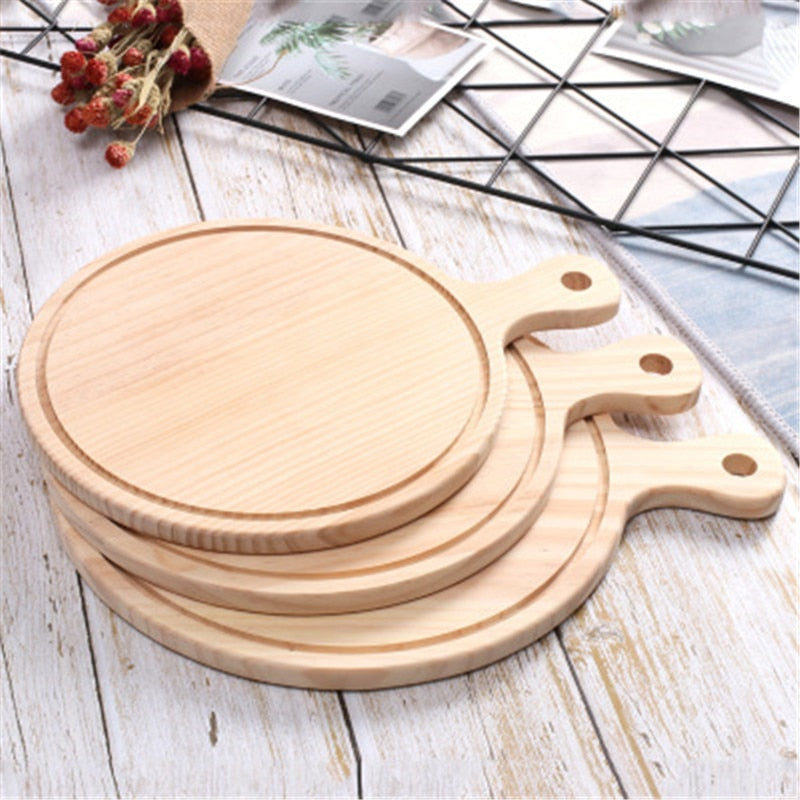 Wooden Pizza board Round with Hand Pizza Baking Tray Pizza Board | Bowlift