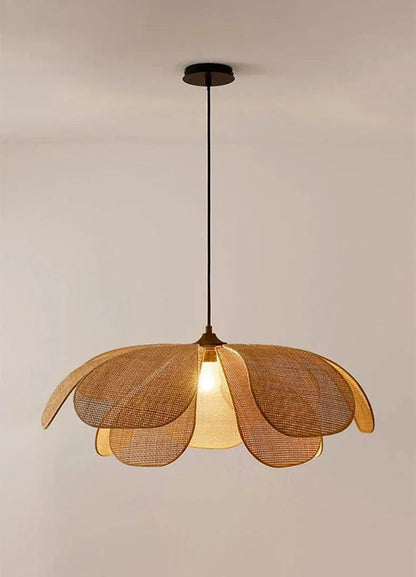 Woven Petal Chandelier │ Modern Rattan Pendant Lamp