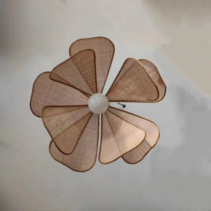 Woven Petal Chandelier │ Modern Rattan Pendant Lamp