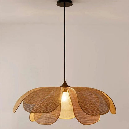 Woven Petal Chandelier │ Modern Rattan Pendant Lamp