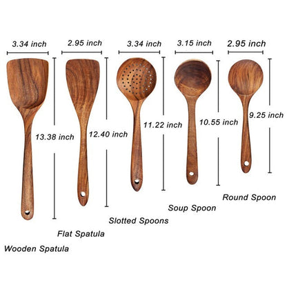 Skanto | Elegant Organic Teak Kitchen Utensil Collection for Every Chef - Non-Scratch & Easy to Clean