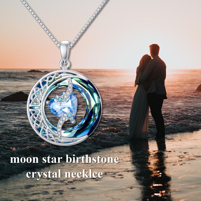 Skanto | Lunara | 18K Gold Plated Birthstone Necklace Moonstar Design