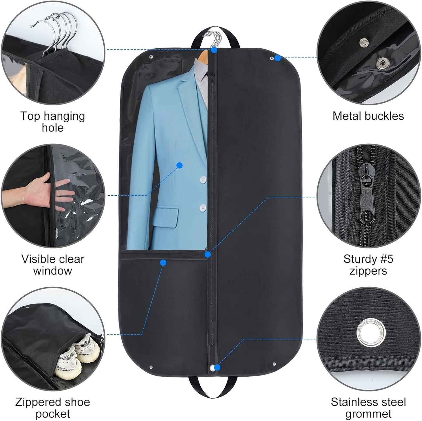 Skanto | Waterproof Oxford Garment Bag – Suit Cover with Gusset & Pockets (Buy 1 Get 1 FREE)
